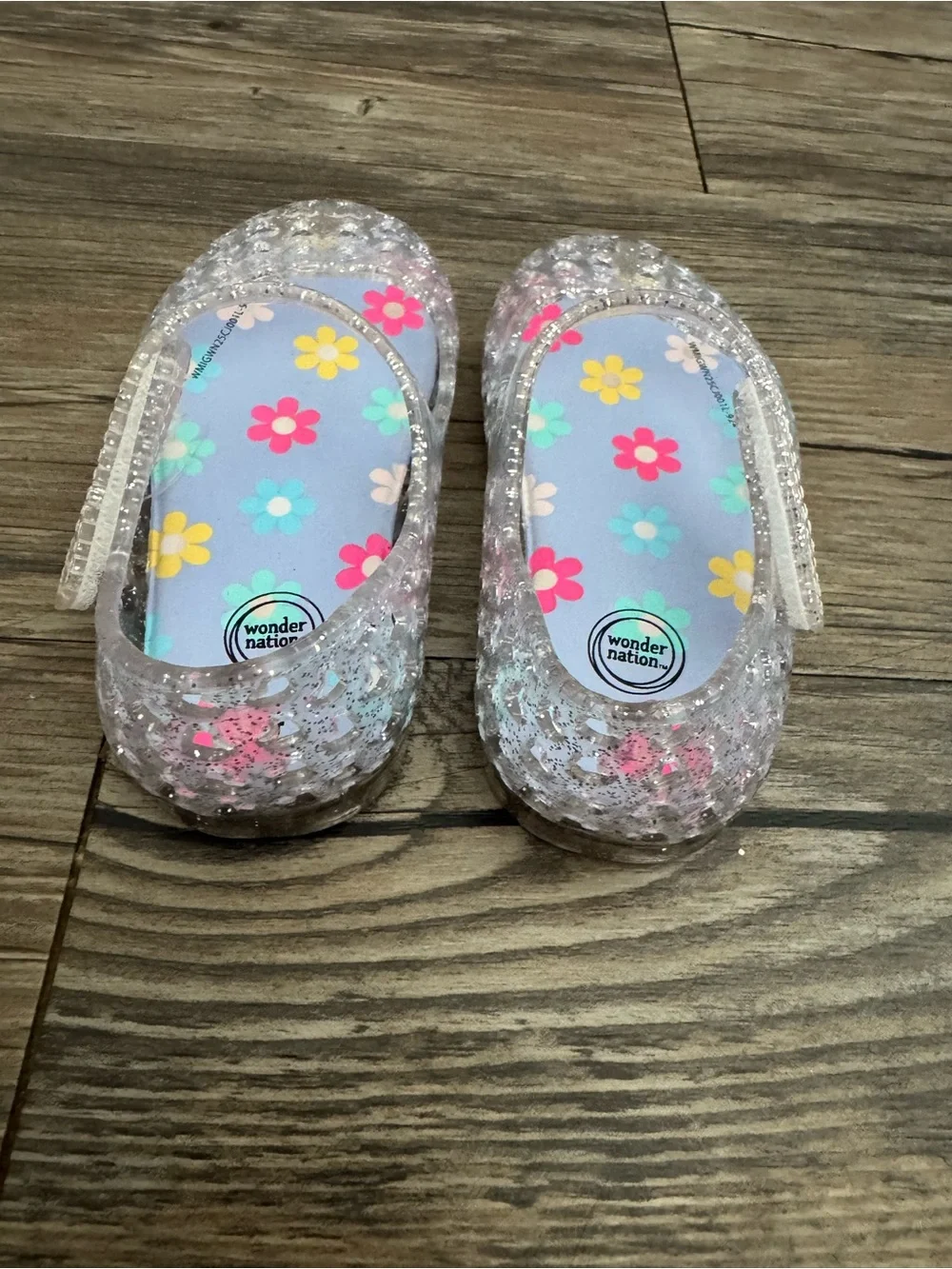 Girls Clear Glitter Jelly Mary Jane Shoes - Silver Sparkle